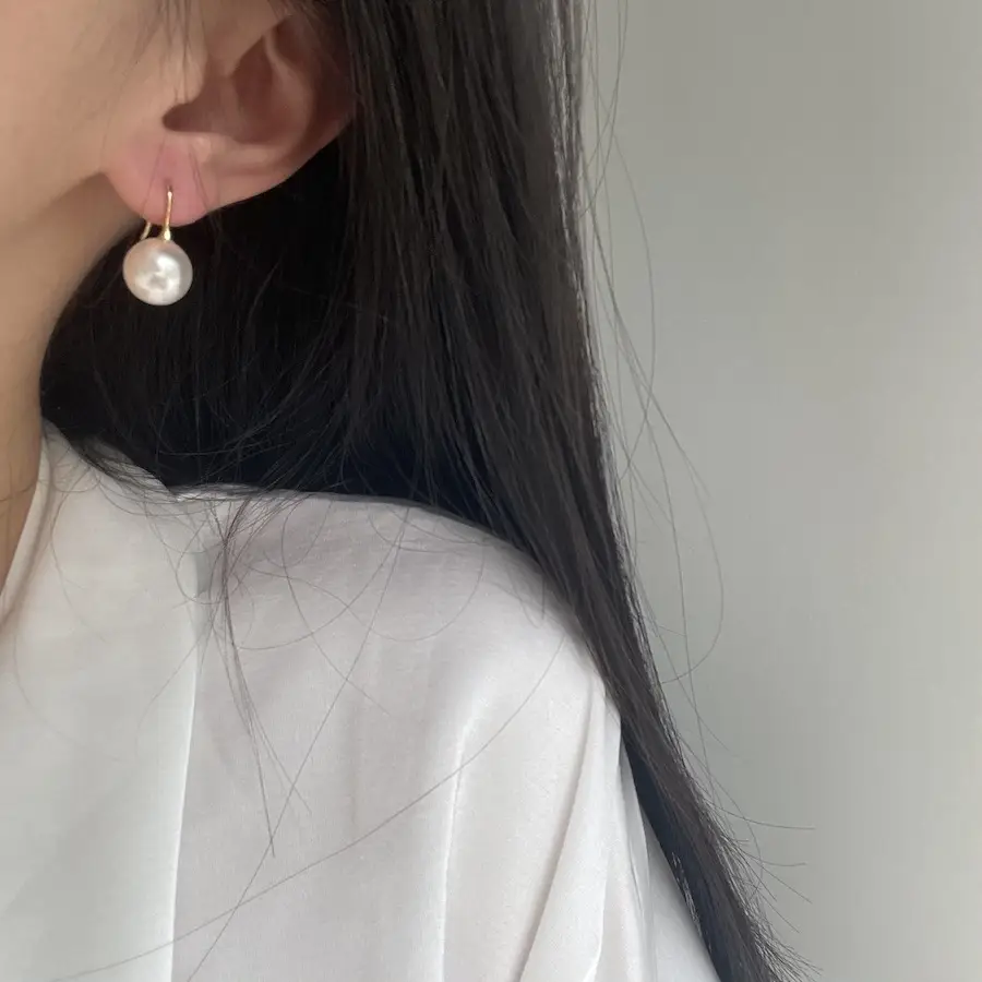 Shijia Pearl Earrings S925 Silver Plated Large - Image 2