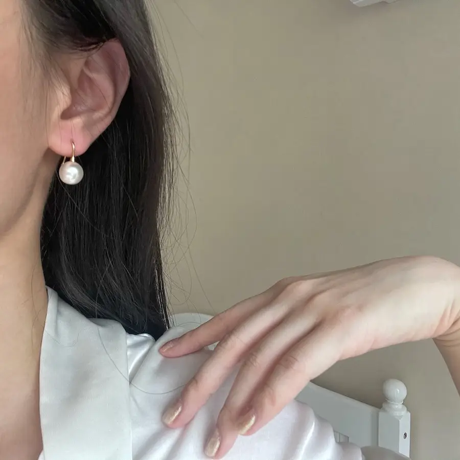 Shijia Pearl Earrings S925 Silver Plated Large — feature 4