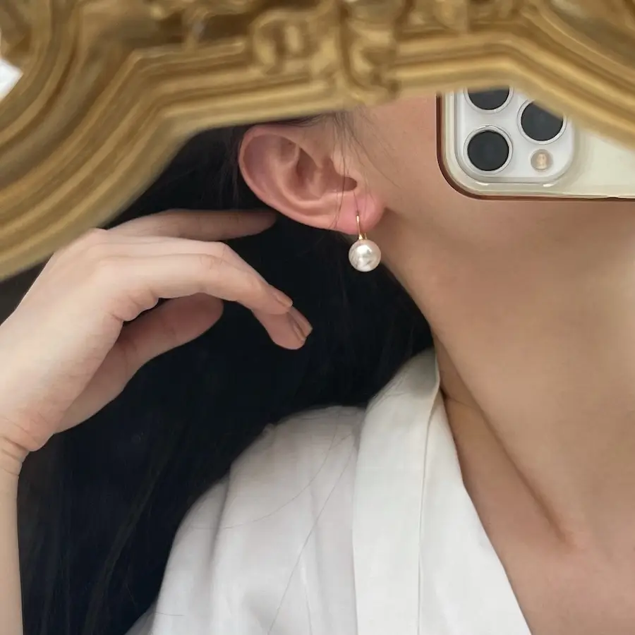 Shijia Pearl Earrings S925 Silver Plated Large — feature 9