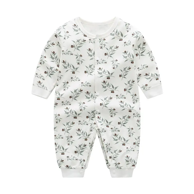 Baby Floral Jumpsuit White Cotton Newborn Spring Autumn - Image 9