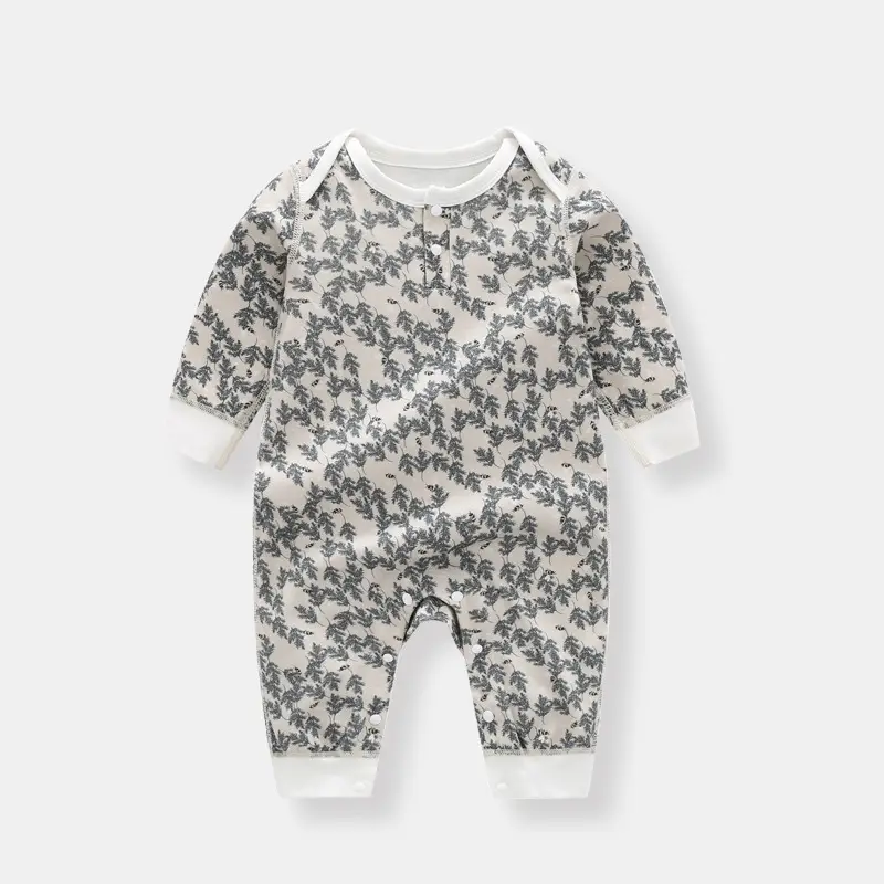 Baby Floral Jumpsuit White Cotton Newborn Spring Autumn - Image 4
