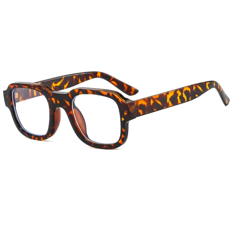 New Korean Thick Frame Leopard Sunglasses Square Decorative Glasses - Image 7