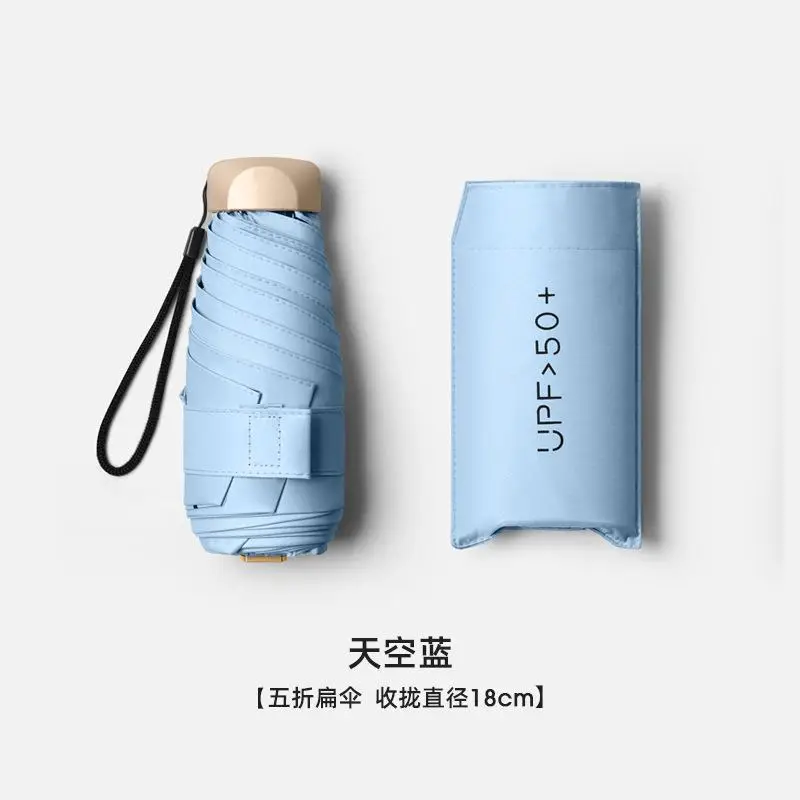 Women's Foldable Sun Umbrella Blue 18cm - Image 11