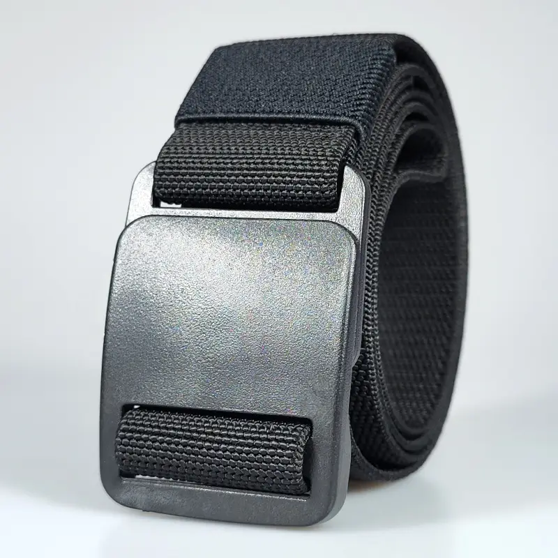 Men's Thick Elastic Belt with Plastic Buckle & Canvas Strap