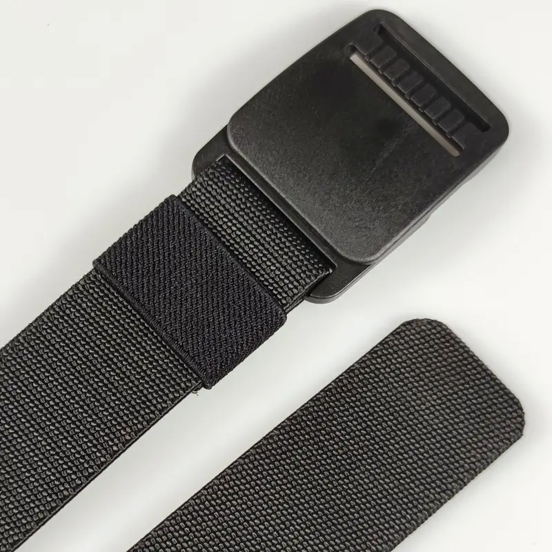 Men's Thick Elastic Belt with Plastic Buckle & Canvas Strap