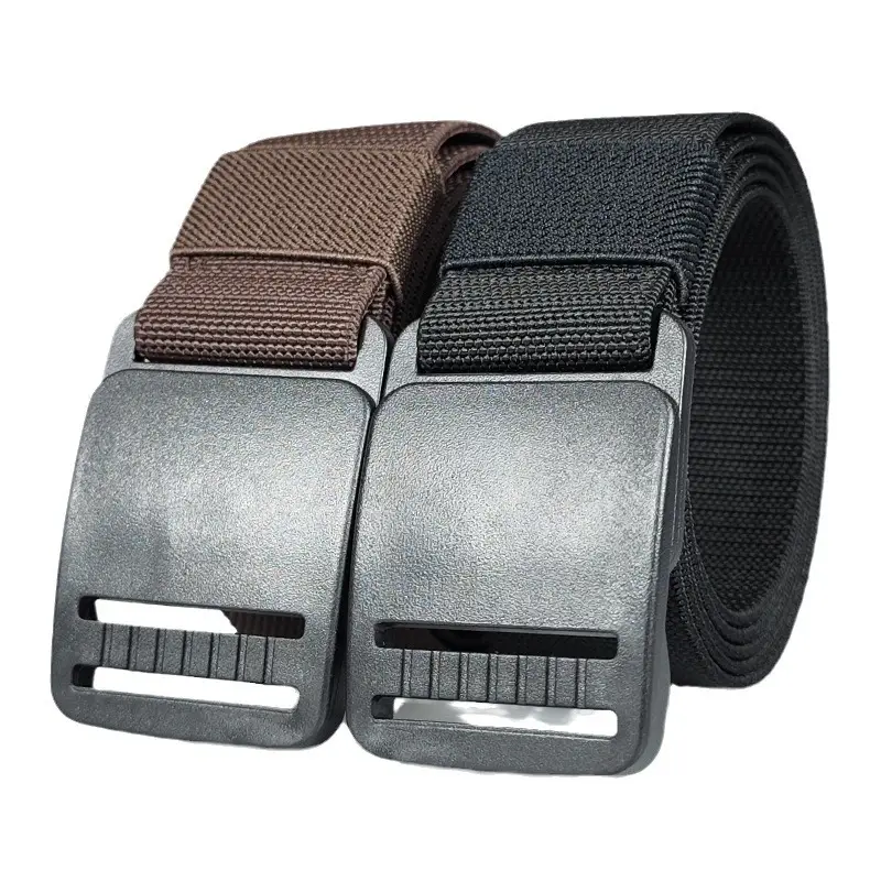 Men's Thick Elastic Belt with Plastic Buckle & Canvas Strap