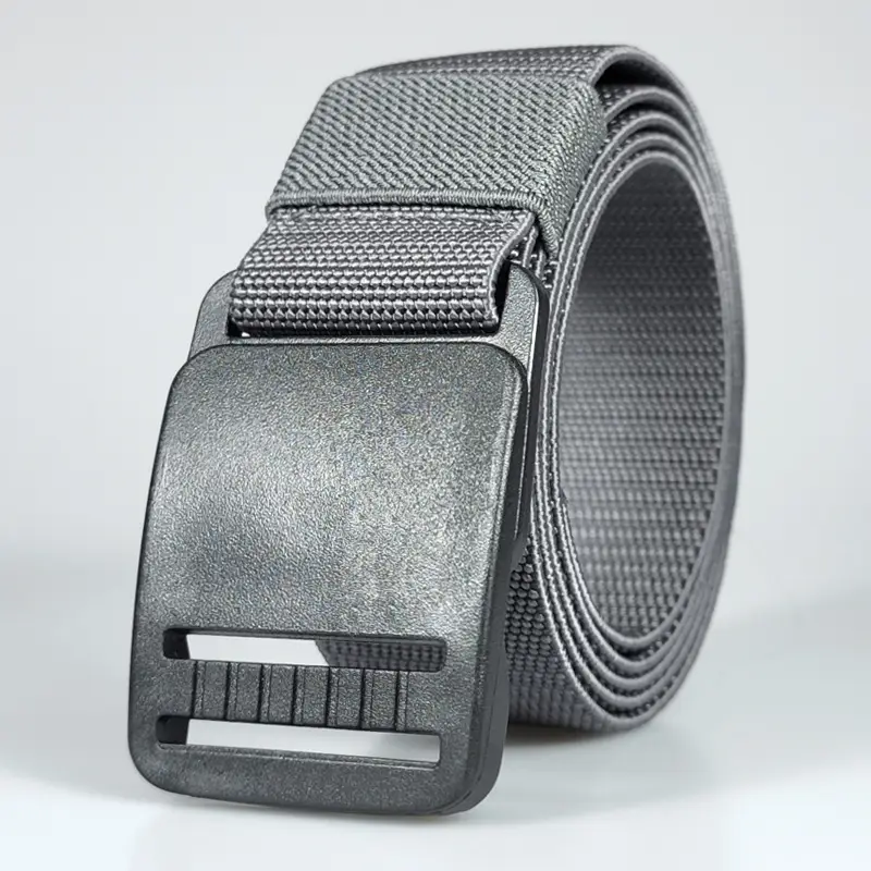 Men's Thick Elastic Belt with Plastic Buckle & Canvas Strap