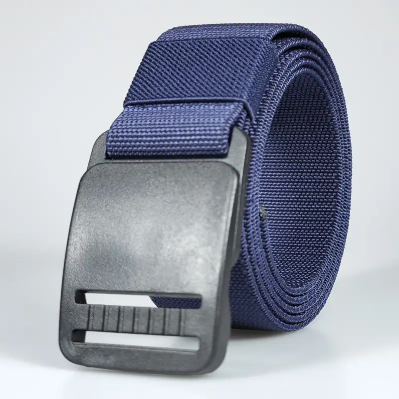 Men's Thick Elastic Belt with Plastic Buckle & Canvas Strap