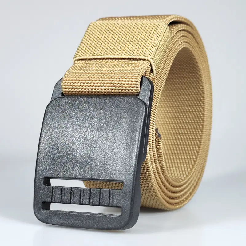 Men's Thick Elastic Belt with Plastic Buckle & Canvas Strap