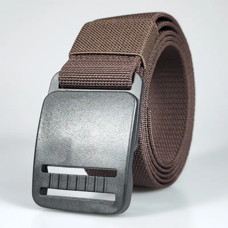Men's Thick Elastic Belt with Plastic Buckle & Canvas Strap