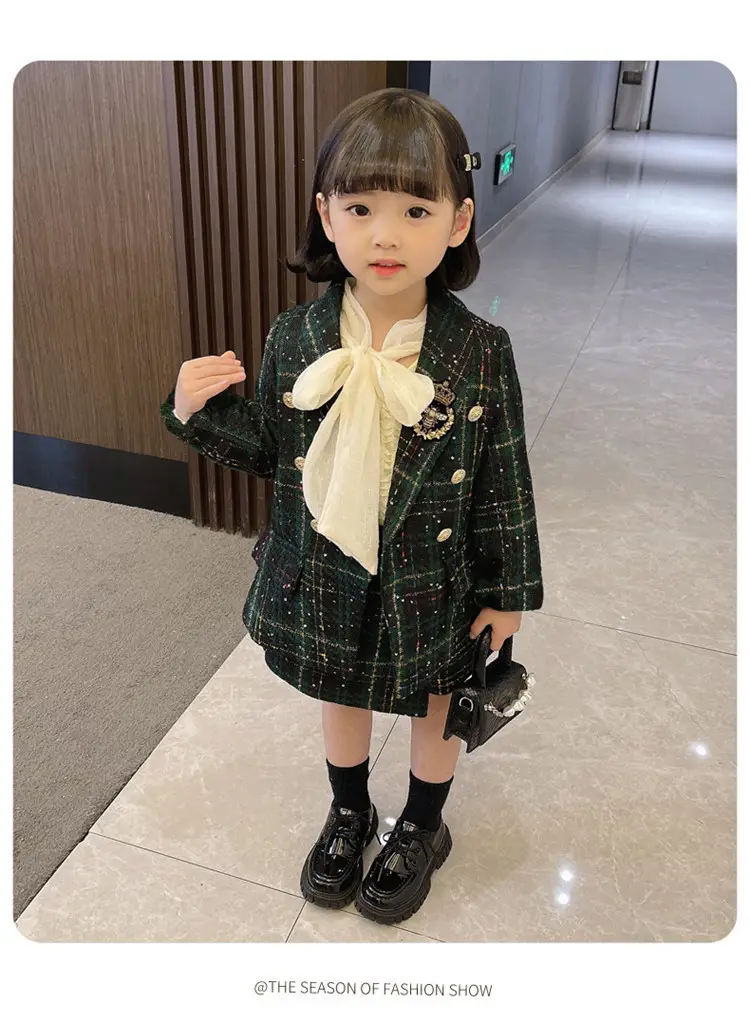 Girls Kids 2-Piece Skirt Suit British Preppy 2025 - Image 4
