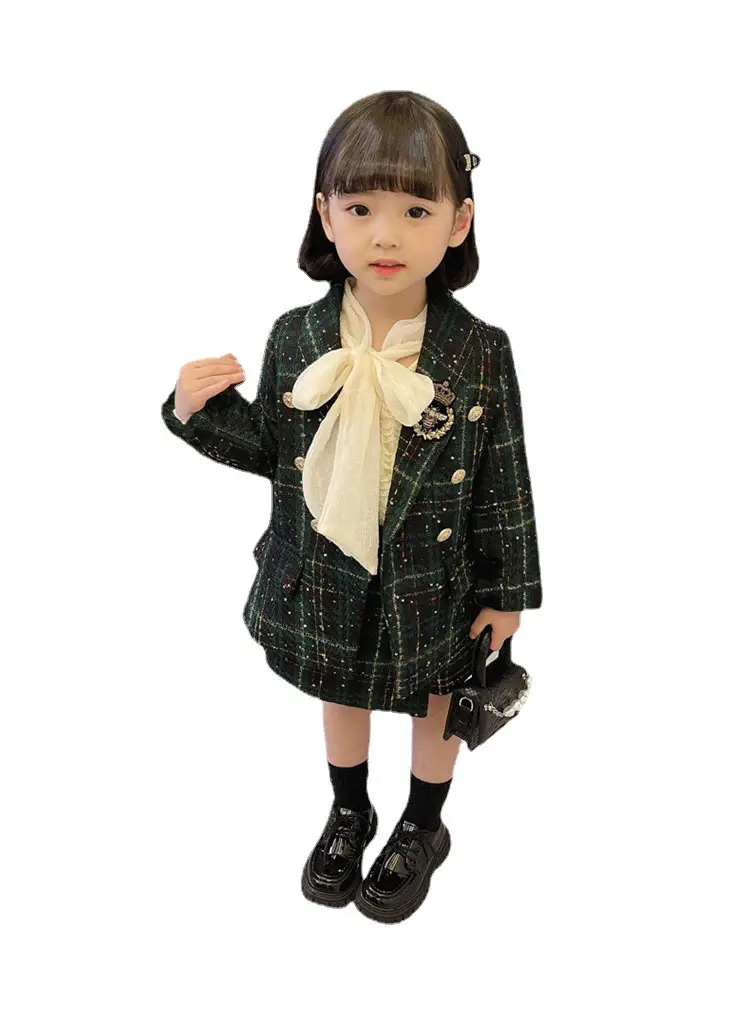 Girls Kids 2-Piece Skirt Suit British Preppy 2025 - Image 5