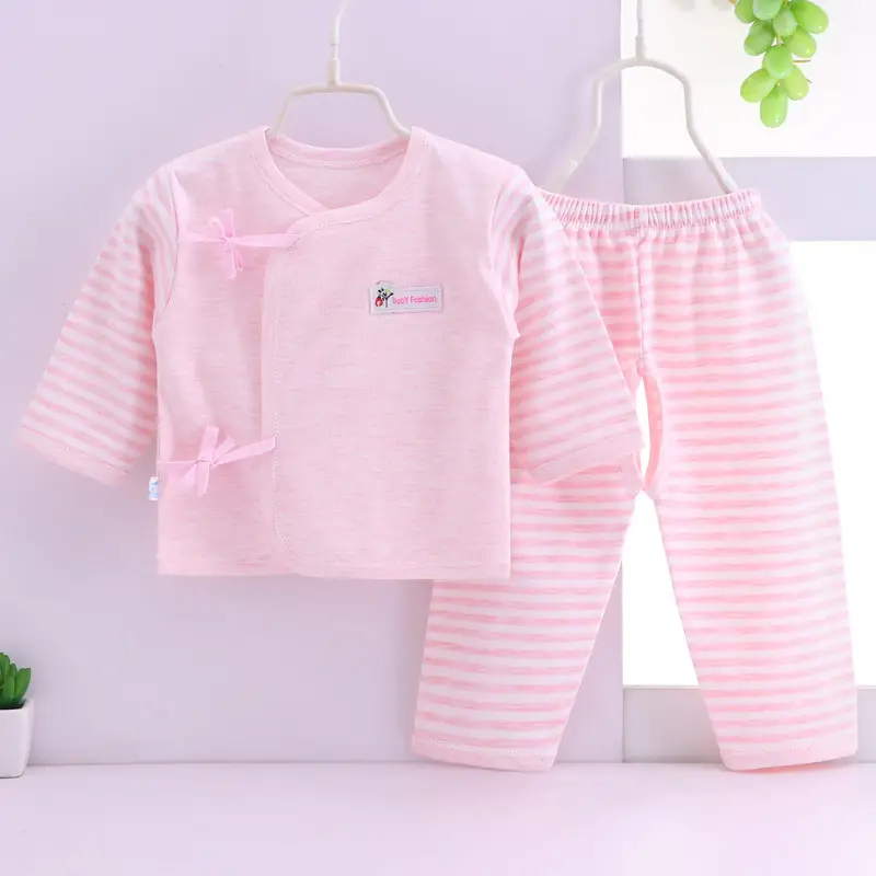 Newborn Lace-up Underwear Set Pink Striped - Image 4