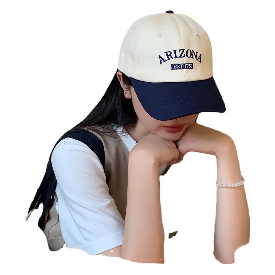 Women Retro Baseball Cap Sun Protection Green White