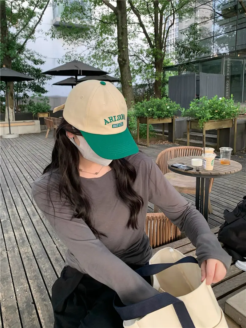 Women Retro Baseball Cap Sun Protection Green White — feature 24