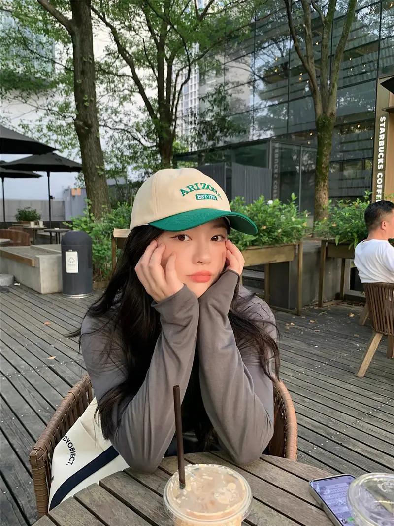 Women Retro Baseball Cap Sun Protection Green White — feature 33