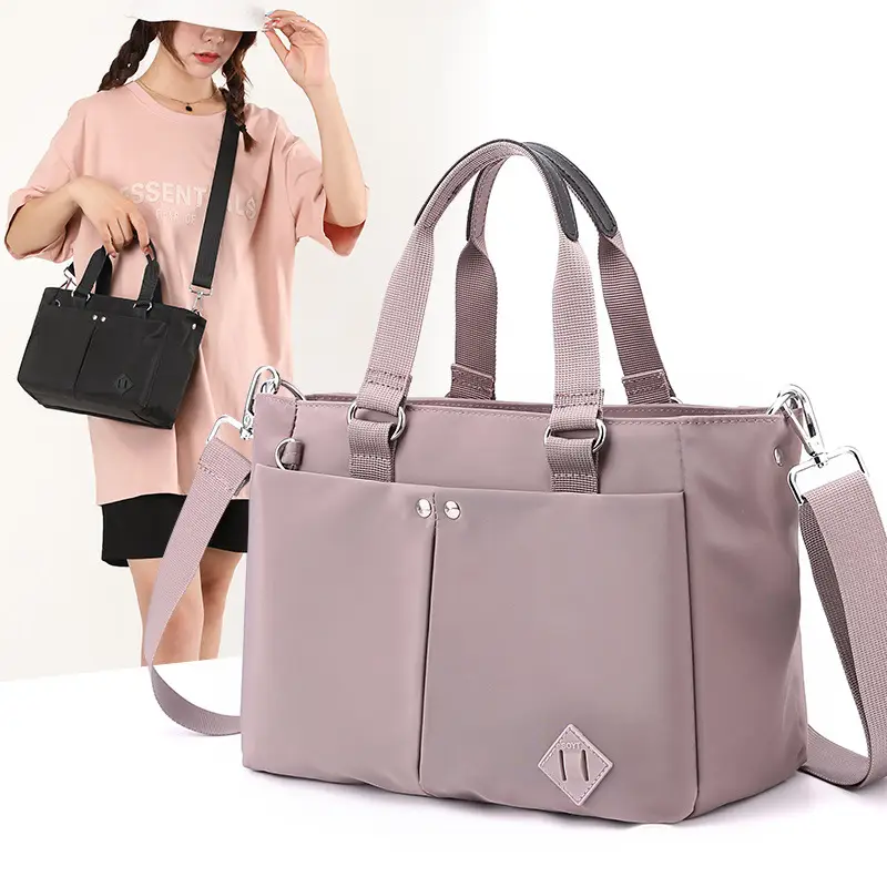 Women's Maroon Nylon Crossbody Tote Bag 2022 - Image 8