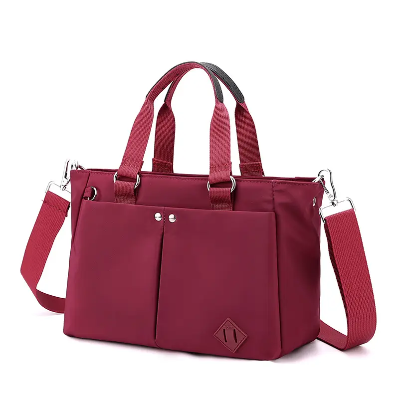 Women's Maroon Nylon Crossbody Tote Bag 2022 - Image 11