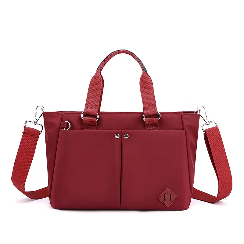 Women's Maroon Nylon Crossbody Tote Bag 2022 - Image 4