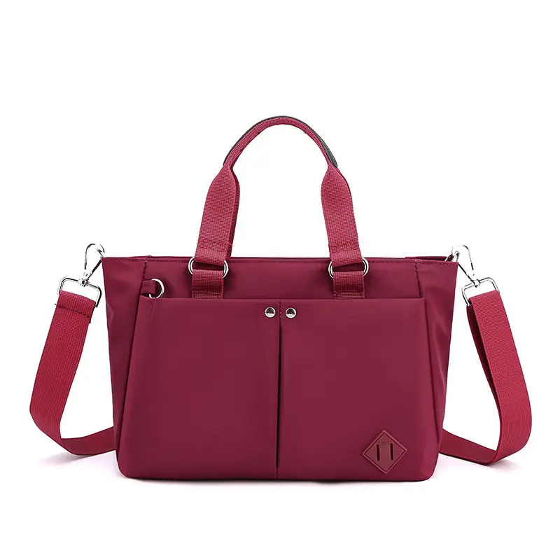 Women's Maroon Nylon Crossbody Tote Bag 2022 - Image 5