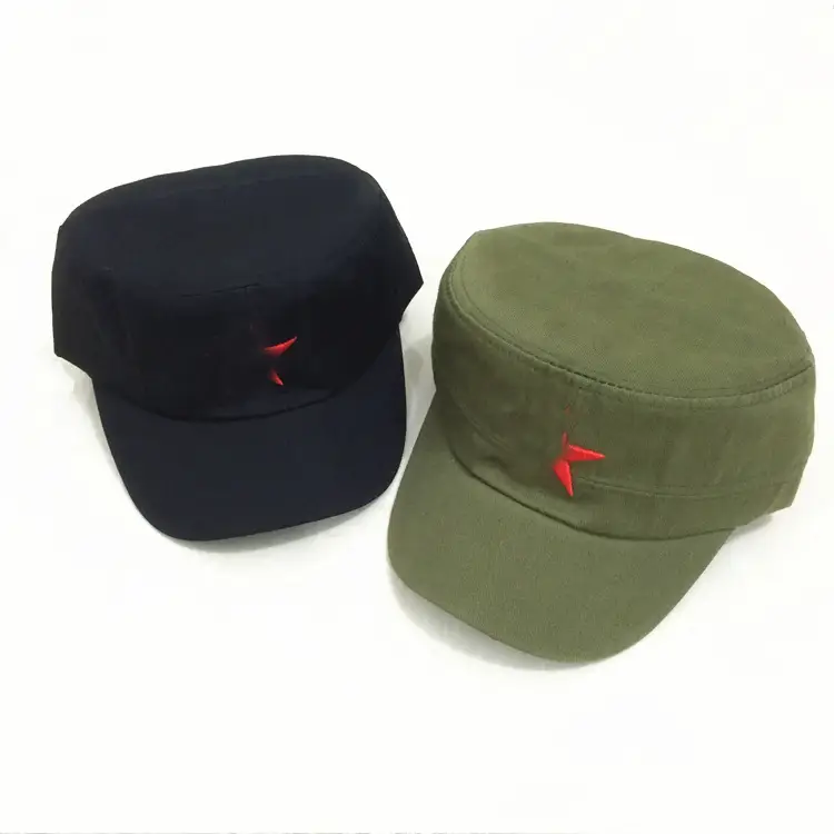 Navy Retro Star Embroidered Flat Cap - Image 4