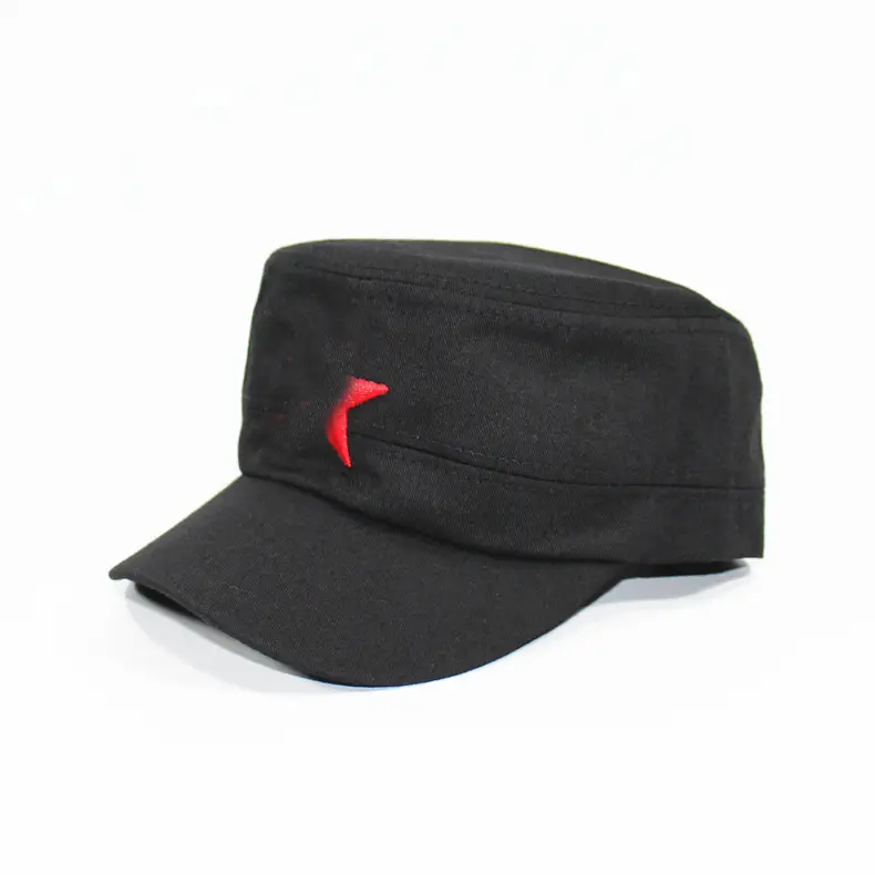Navy Retro Star Embroidered Flat Cap - Image 3