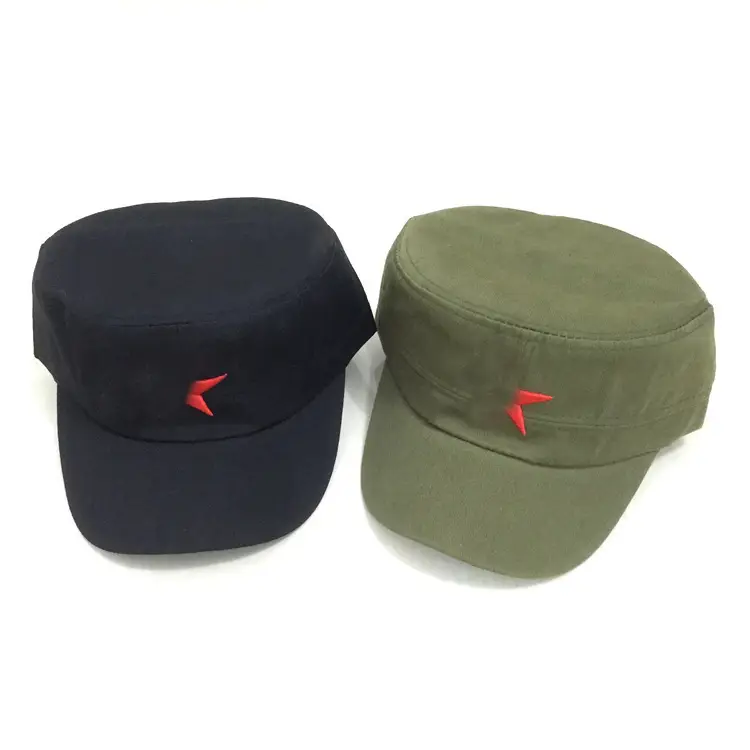 Navy Retro Star Embroidered Flat Cap - Image 5