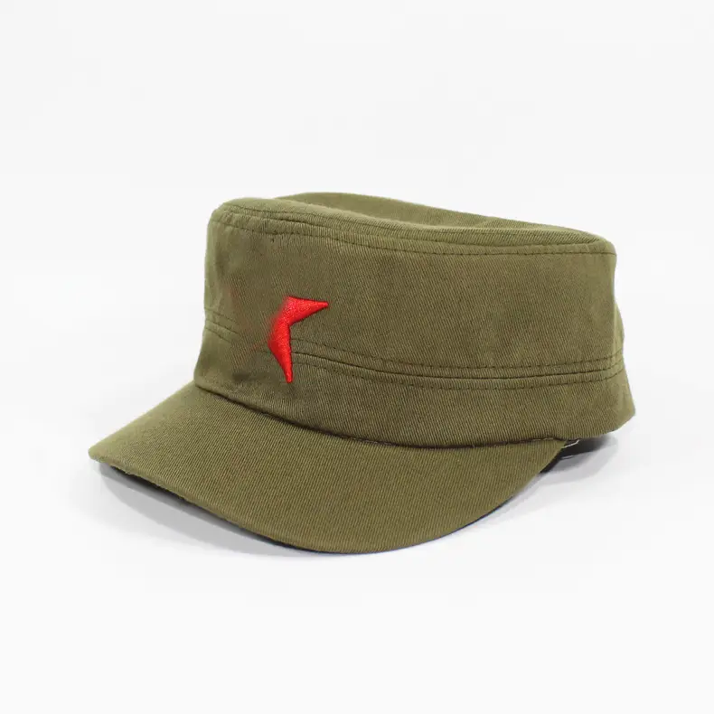 Navy Retro Star Embroidered Flat Cap - Image 2