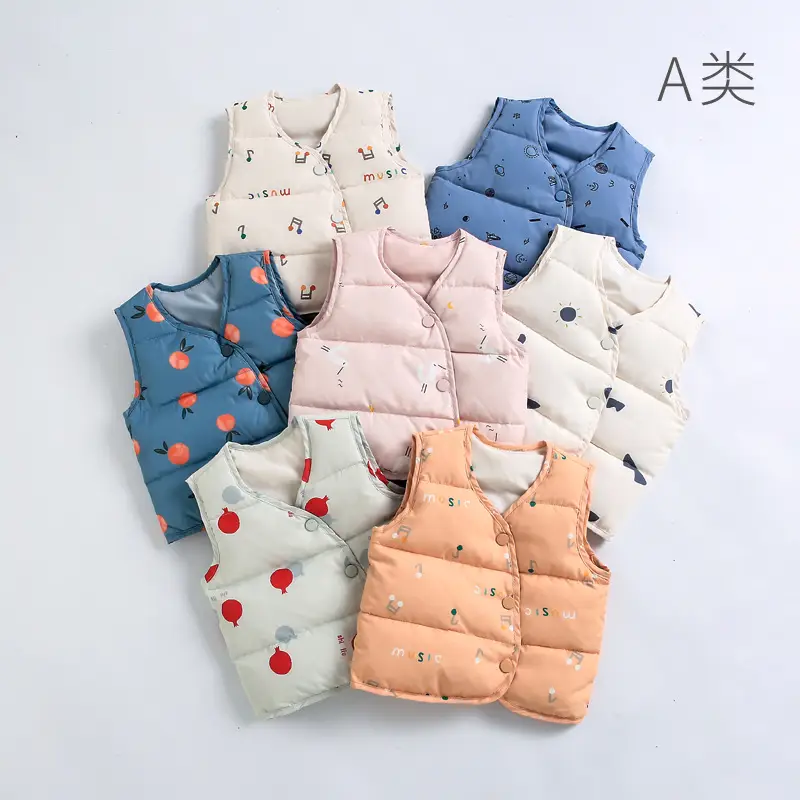 Baby Down Vest White Duck Print Warm Infant Vest