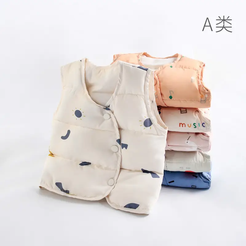 Baby Down Vest White Duck Print Warm Infant Vest