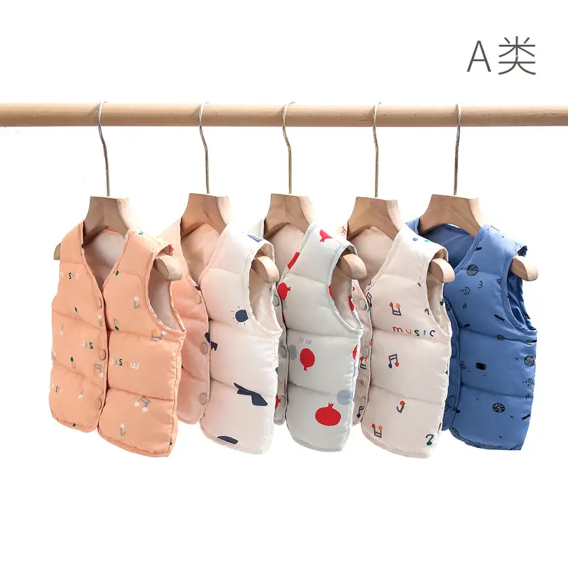Baby Down Vest White Duck Print Warm Infant Vest