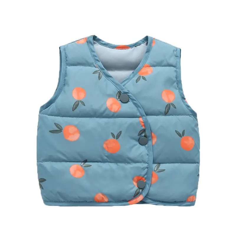 Baby Down Vest White Duck Print Warm Infant Vest