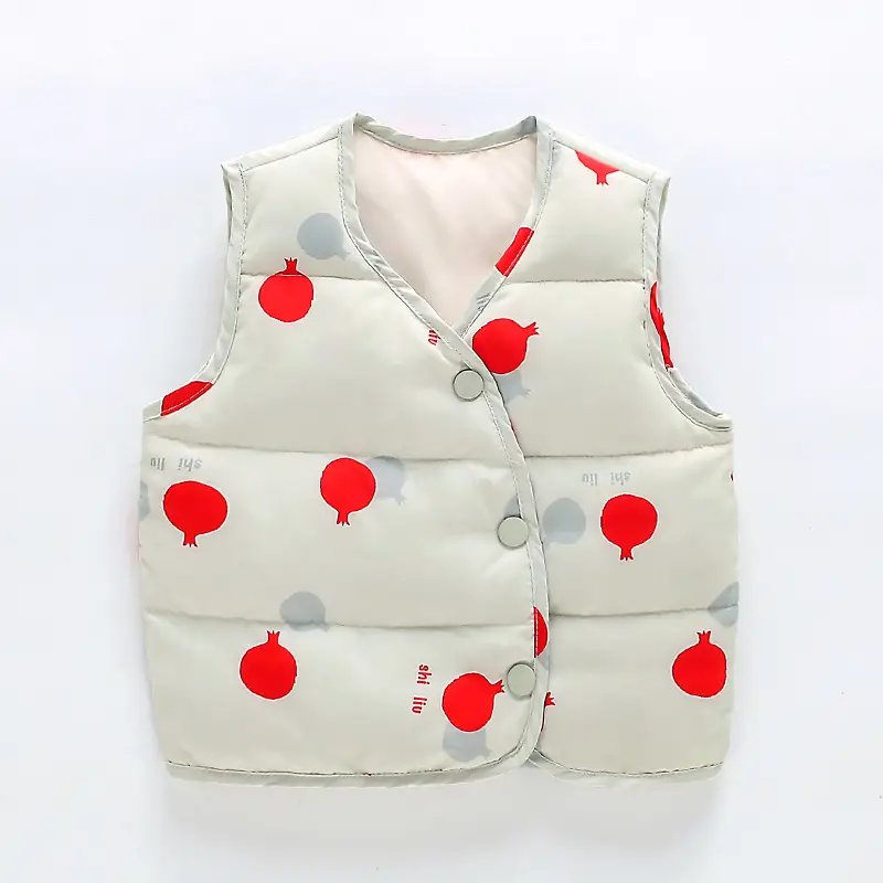 Baby Down Vest White Duck Print Warm Infant Vest