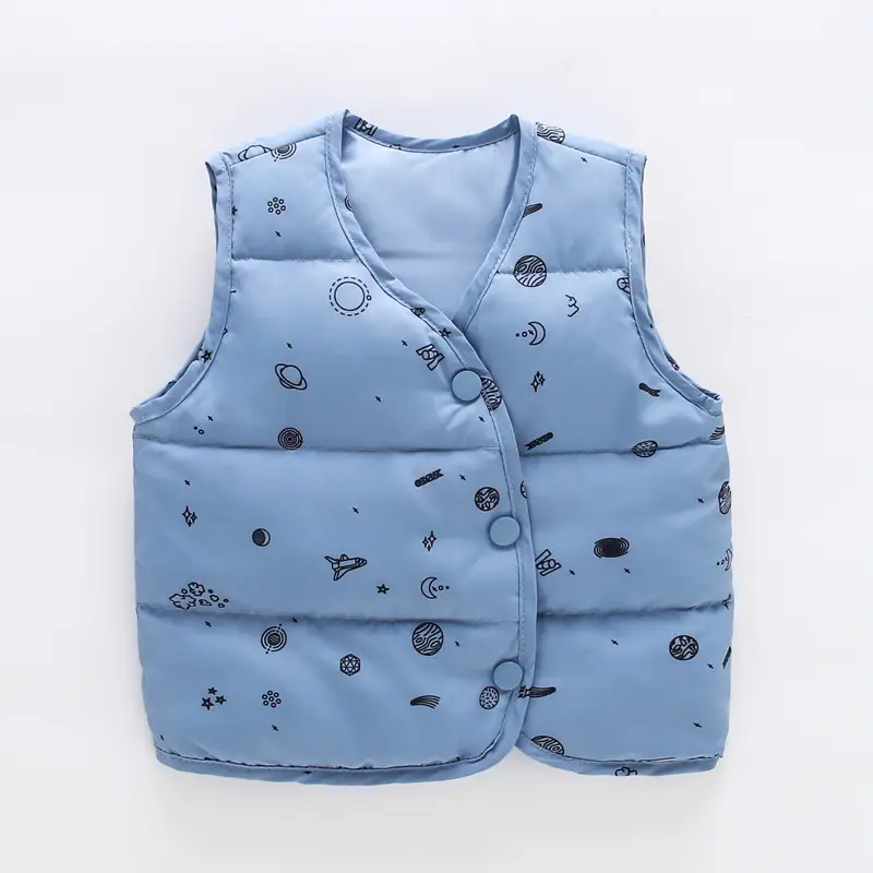 Baby Down Vest White Duck Print Warm Infant Vest