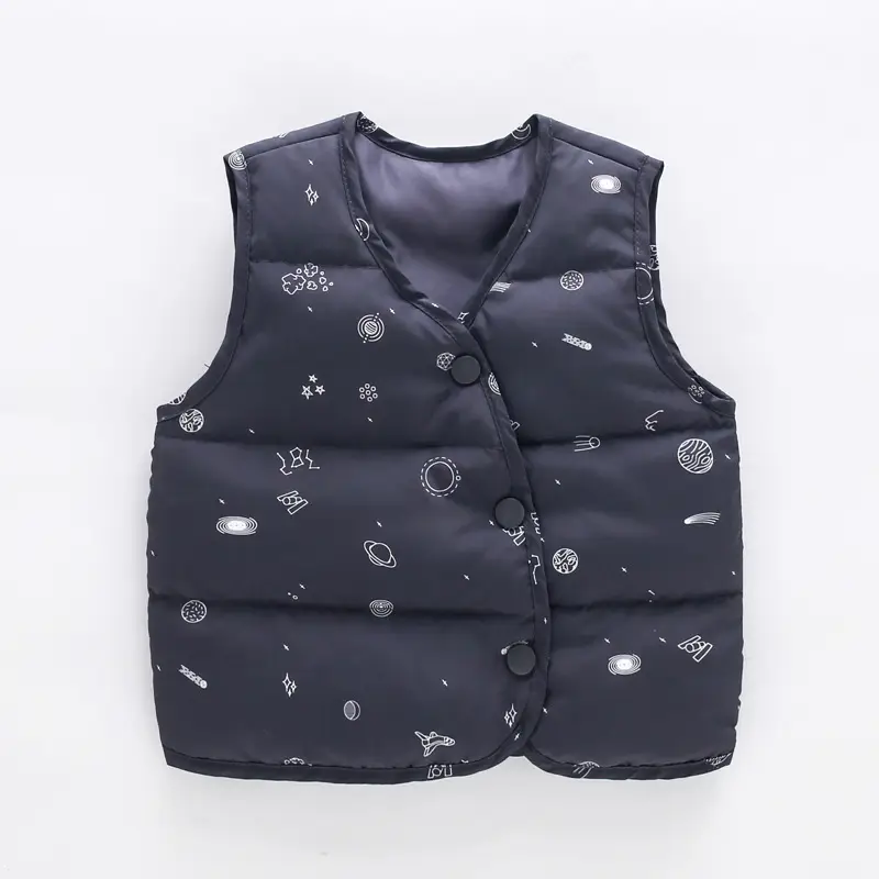 Baby Down Vest White Duck Print Warm Infant Vest