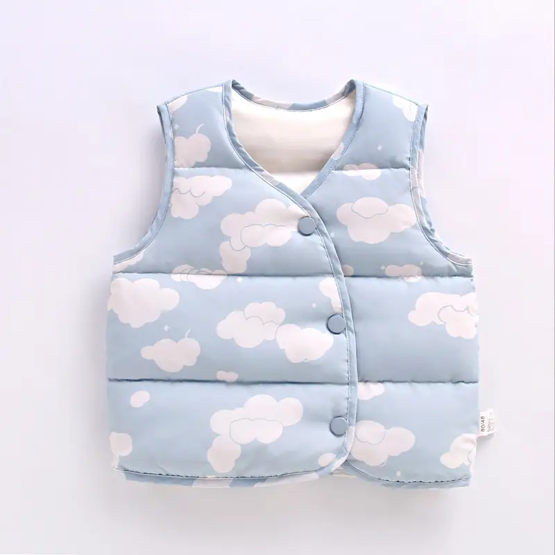 Baby Down Vest White Duck Print Warm Infant Vest