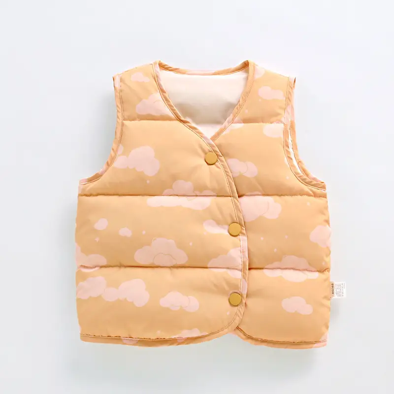 Baby Down Vest White Duck Print Warm Infant Vest
