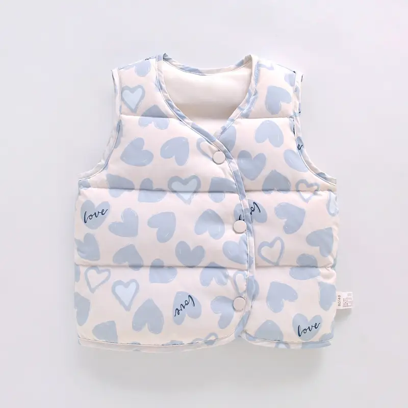 Baby Down Vest White Duck Print Warm Infant Vest