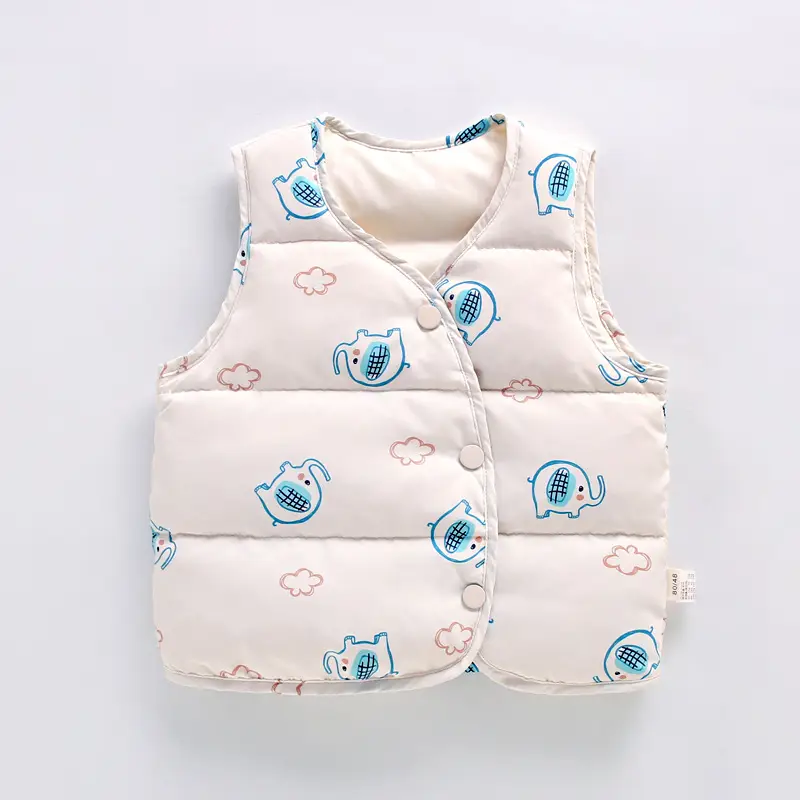 Baby Down Vest White Duck Print Warm Infant Vest