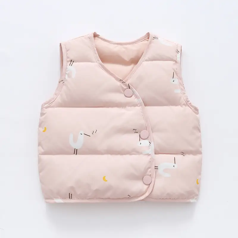 Baby Down Vest White Duck Print Warm Infant Vest