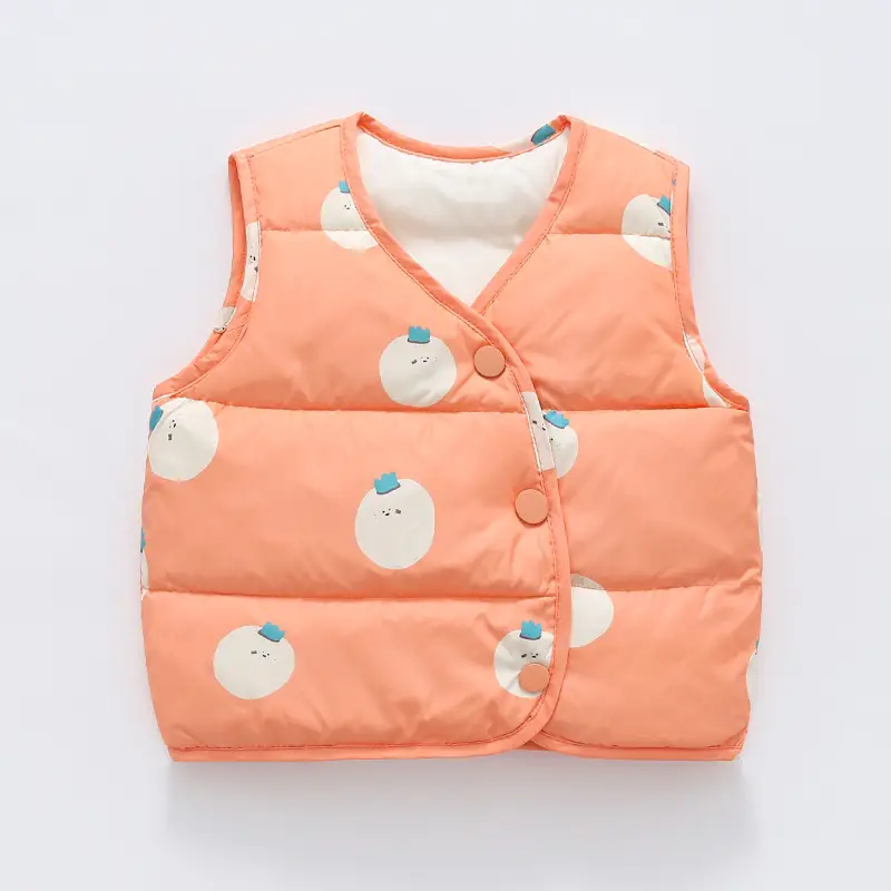 Baby Down Vest White Duck Print Warm Infant Vest