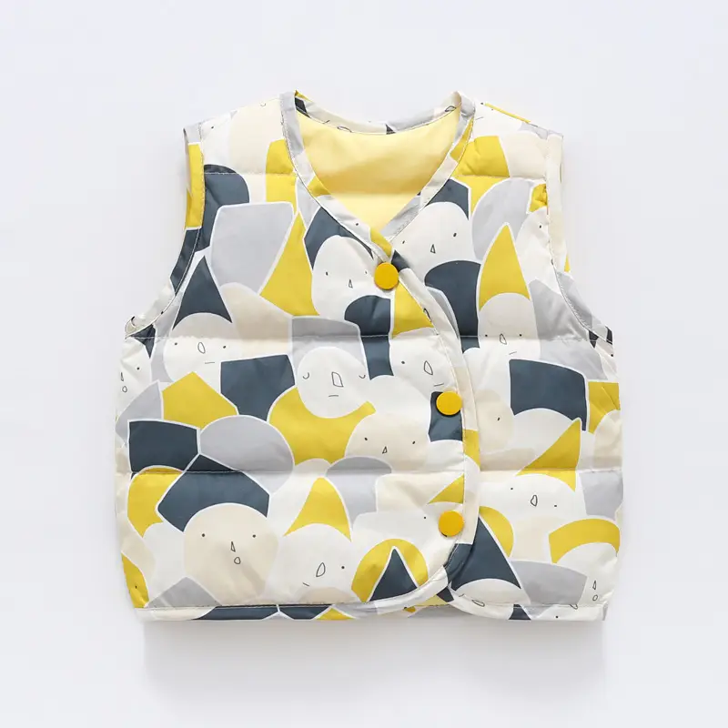 Baby Down Vest White Duck Print Warm Infant Vest