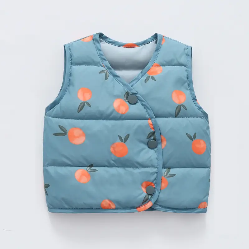 Baby Down Vest White Duck Print Warm Infant Vest