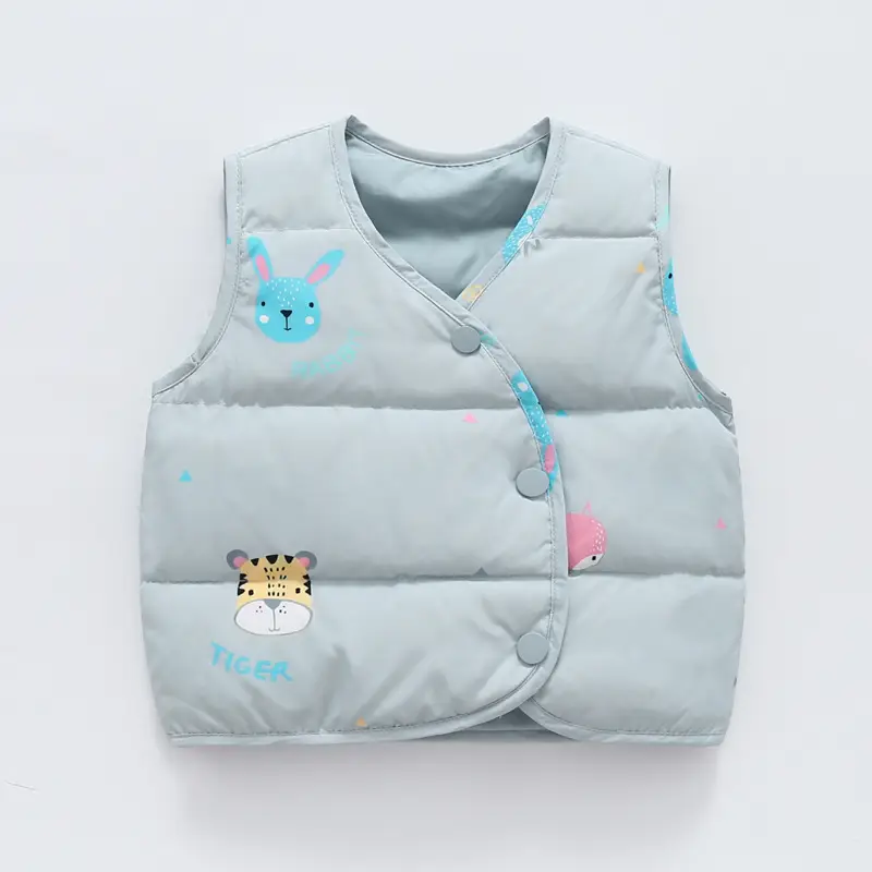 Baby Down Vest White Duck Print Warm Infant Vest