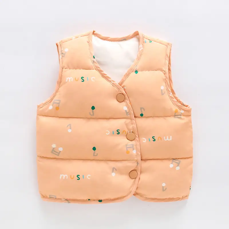Baby Down Vest White Duck Print Warm Infant Vest
