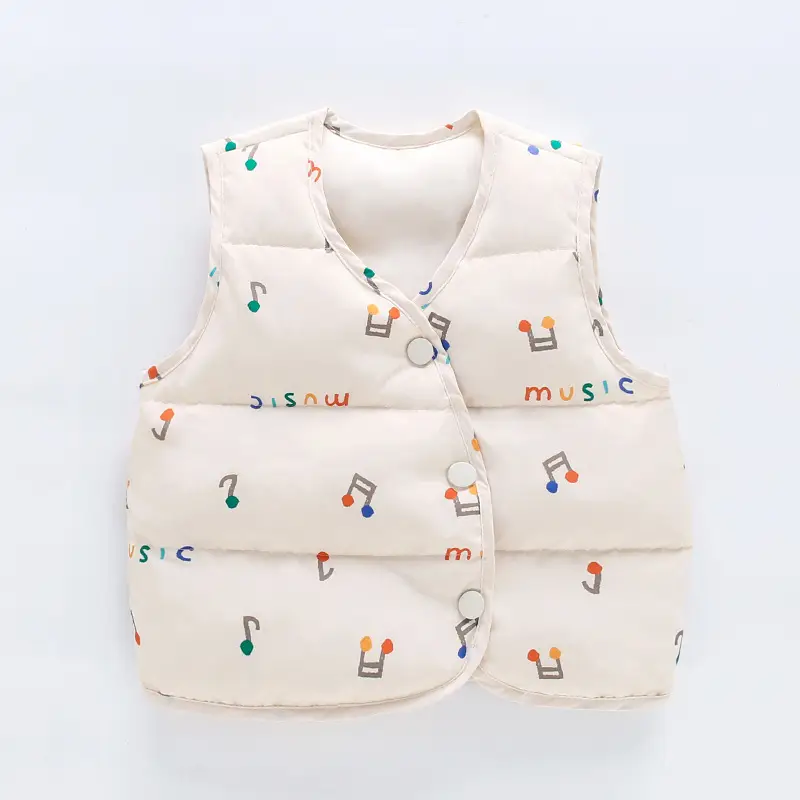 Baby Down Vest White Duck Print Warm Infant Vest
