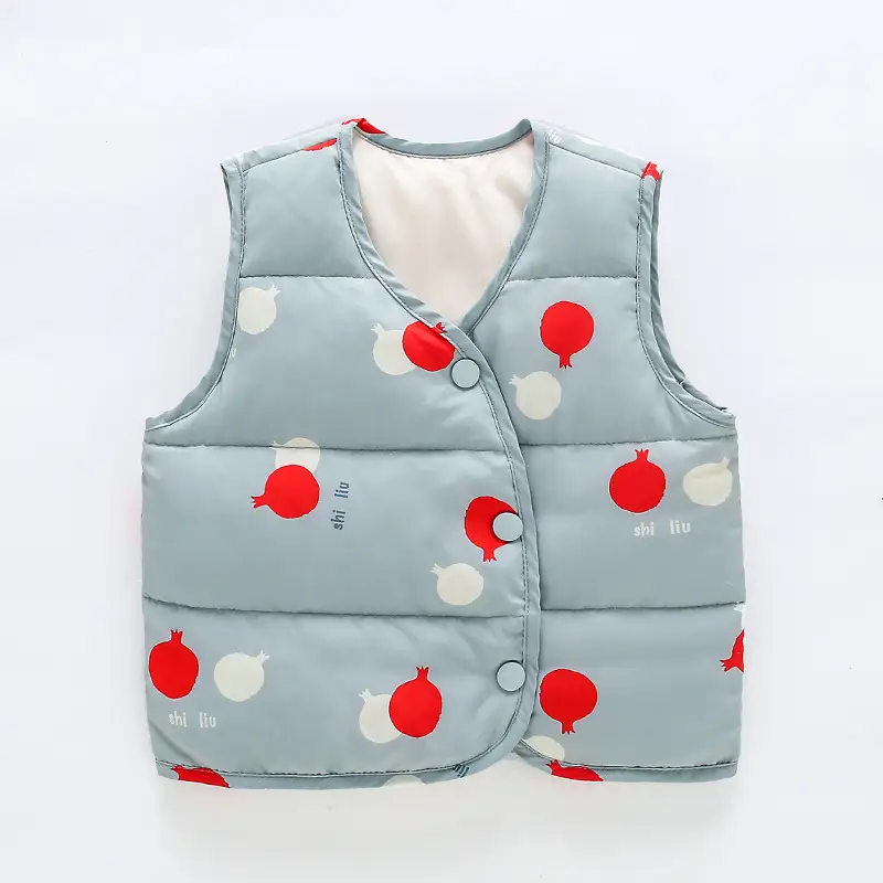 Baby Down Vest White Duck Print Warm Infant Vest