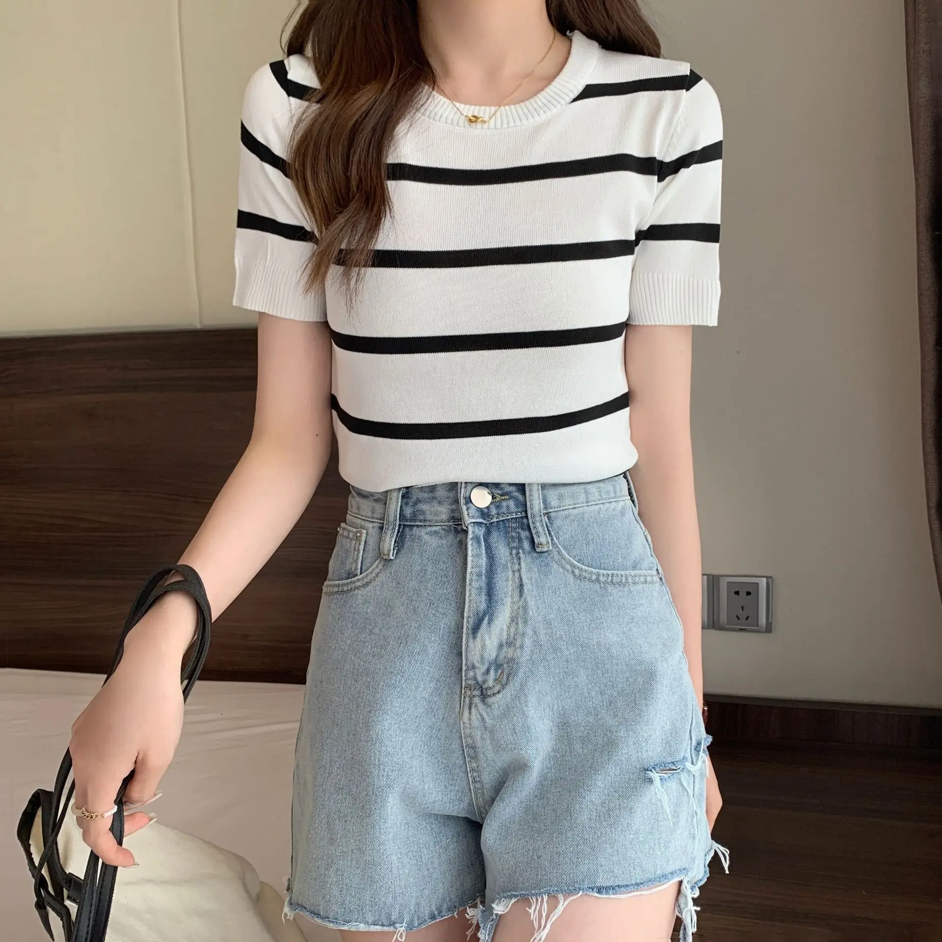 Women Striped Short Sleeve T-Shirt Summer 2023 - Image 10