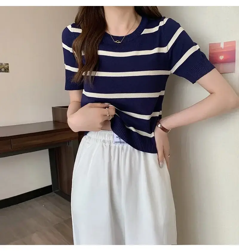 Women Striped Short Sleeve T-Shirt Summer 2023 - Image 3