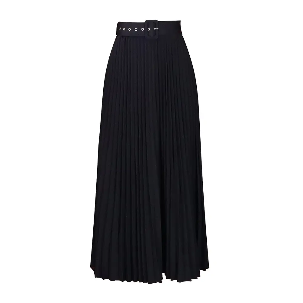 White Pleated High Waist Skirt Set for Women
